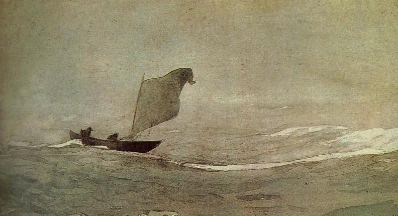 Winslow Homer Vessels away by strong wind